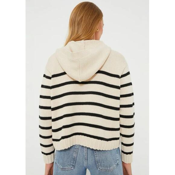 Tuckernuck Sandstone And Black Striped Bretagne Hooded Sweater Women’s Size XL - Picture 3 of 8